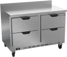 Beverage-Air - 48" Mobile Worktop Refrigerator w/ 4 Drawers & Foamed-In Backsplash - WTRD48AHC-4-FIP
