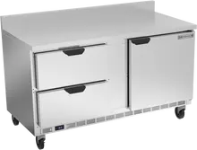 Beverage-Air - 60" Mobile Worktop Refrigerator w/ 2 Drawers, 1 Door & Foamed-In Backsplash - WTRD60AHC-2-FIP