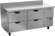 Beverage-Air - 67" Mobile Worktop Refrigerator w/ 4 Drawers & Foamed-In Backsplash - WTRD67AHC-4