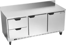 Beverage-Air - 72" Mobile Worktop Refrigerator w/ 2 Drawers, 2 Doors & Foamed-In Backsplash - WTRD72AHC-2-FIP