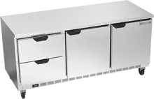 Beverage-Air - 72" Mobile Worktop Refrigerator w/ 2 Drawers & 2 Doors - WTRD72AHC-2-FLT