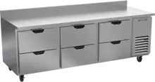 Beverage-Air - 93" Mobile Worktop Refrigerator w/ 6 Drawers & Foamed-In Backsplash - WTRD93AHC-6