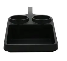 G.E.T - Serving Trays 16.75" x 8.7" Black Window Service Tray W/ Single Handle & Double Cup Holder (6 Per Case) - WST-1-BK