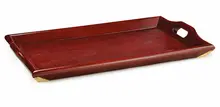 G.E.T - Serving Trays 25" x 16" Mahogany Hardwood Room Service Tray W/ Brass Reinforcement (6 Per Case) - LUX-2518-M