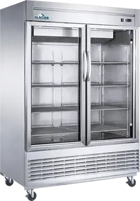 Glacier - 55" Stainless Steel Reach-In Freezer w/ 2 Glass Swing Doors - GF-2G