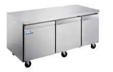 Glacier - 72" Stainless Steel Undercounter Freezer w/ 3 Solid Swing Doors - GUF-72