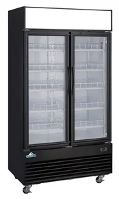 Glacier - 39" Black Merchandiser Refrigerator w/ 2 Glass Swing Doors - GM-33R
