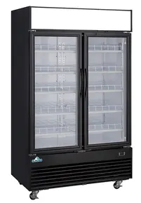 Glacier - 47" Black Merchandiser Refrigerator w/ 2 Glass Swing Doors - GM-41R