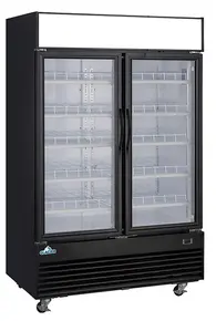 Glacier - 54" Black Merchandiser Refrigerator w/ 2 Glass Swing Doors - GM-48R