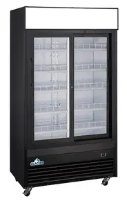 Glacier - 39" Black Merchandiser Refrigerator w/ 2 Glass Sliding Doors - GM-32SD
