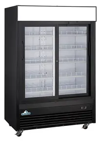 Glacier - 54" Black Merchandiser Refrigerator w/ 2 Glass Sliding Doors - GM-47SD