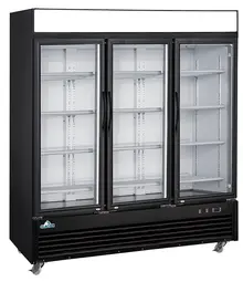 Glacier - 78" Black Merchandiser Freezer w/ 3 Glass Swing Doors - GM-3F