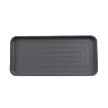 G.E.T - Roca Matte 13" x 6" Gray / Black Matte Rectangle Platter (12 Per Case) - RS-136-GRM/BKM