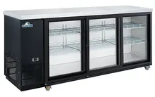 Glacier - 73" Black Back Bar Cooler w/ 3 Glass Sliding Doors - GBB-73GSD