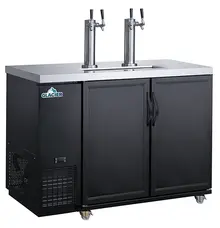 Glacier - 49" Black Dual Tap Kegerator w/ 2 Solid Swing Doors - GDD-49