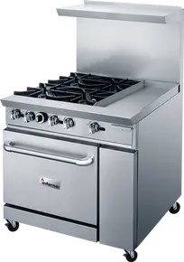 Inferno - 36" Natural Gas Range w/ 4 Open Burners & 12" Griddle - IR36-4B-12G