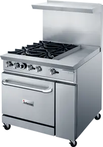 Inferno - 36" Liquid Propane Range w/ 4 Open Burners & 12" Griddle - IR36-4B-12G