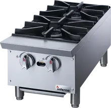 Inferno - 12" Natural Gas Hotplate w/ 2 Open Burners & LP Conversion Kit - IHP-2
