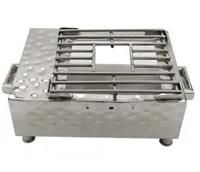 G.E.T - 14.75" x 11.25" x 4.5" Pounded Stainless Steel Single Burner Cover - SSCVR-01