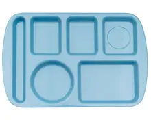 G.E.T - School Trays 14.6" x 9.75" French Blue Left Handed 6-Compartment Tray (12 Per Case) - TL-151-FB