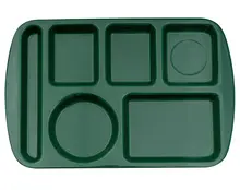 G.E.T - School Trays 14.6" x 9.75" Hunter Green Left Handed 6-Compartment Tray (12 Per Case) - TL-151-HG