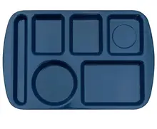 G.E.T - School Trays 14.6" x 9.75" Navy Blue Left Handed 6-Compartment Tray (12 Per Case) - TL-151-NB
