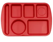 G.E.T - School Trays 14.6" x 9.75" Red Left Handed 6-Compartment Tray (12 Per Case) - TL-151-R
