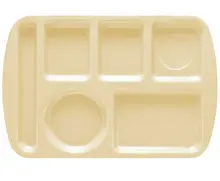 G.E.T - School Trays 14.6" x 9.75" Tan Left Handed 6-Compartment Tray (12 Per Case) - TL-151-T