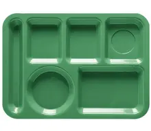 G.E.T - School Trays 13.75" x 9.8" Rainforest Green Left Handed 6-Compartment Tray (12 Per Case) - TL-152-FG