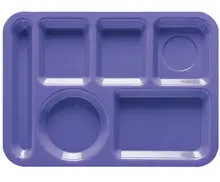 G.E.T - School Trays 13.75" x 9.8" Peacock Blue Left Handed 6-Compartment Tray (12 Per Case) - TL-152-PB