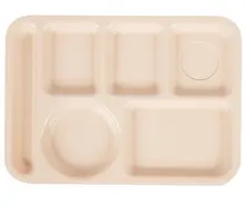 G.E.T - School Trays 13.6" x 9.75" Tan Left Handed 6-Compartment Tray (12 Per Case) - TL-153-T