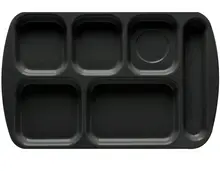 G.E.T - School Trays 15.5" x 9.8" Black Right Handed 6-Compartment Tray (12 Per Case) - TR-151-BK