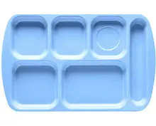 G.E.T - School Trays 15.5" x 9.8" French Blue Right Handed 6-Compartment Tray (12 Per Case) - TR-151-FB