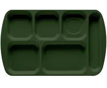 G.E.T - School Trays 15.5" x 9.8" Hunter Green Right Handed 6-Compartment Tray (12 Per Case) - TR-151-HG