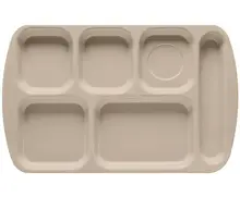 G.E.T - School Trays 15.5" x 9.8" Sandstone Right Handed 6-Compartment Tray (12 Per Case) - TR-151-S
