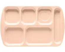 G.E.T - School Trays 15.5" x 9.8" Tan Right Handed 6-Compartment Tray (12 Per Case) - TR-151-T