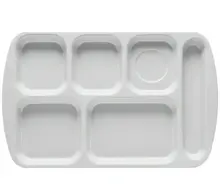 G.E.T - School Trays 15.5" x 9.8" White Right Handed 6-Compartment Tray (12 Per Case) - TR-151-W