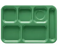 G.E.T - School Trays 14.375" x 9.875" Rainforest Green Right Handed 6-Compartment Tray (12 Per Case) - TR-152-FG