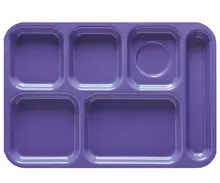 G.E.T - School Trays 14.375" x 9.875" Peacock Blue Right Handed 6-Compartment Tray (12 Per Case) - TR-152-PB