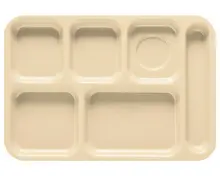 G.E.T - School Trays 14.375" x 9.875" Tan Right Handed 6-Compartment Tray (12 Per Case) - TR-152-T