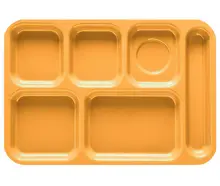 G.E.T - School Trays 14.375" x 9.875" Tropical Yellow Right Handed 6-Compartment Tray (12 Per Case) - TR-152-TY