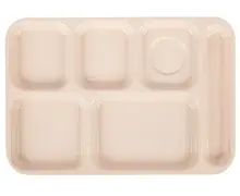 G.E.T - School Trays 14.25" x 9.75" Tan Right Handed 6-Compartment Tray (12 Per Case) - TR-153-T