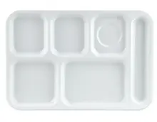 G.E.T - School Trays 14.25" x 9.75" White Right Handed 6-Compartment Tray (12 Per Case) - TR-153-W
