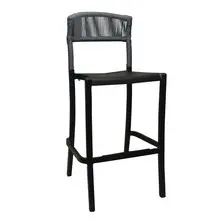Grosfillex - Tahoe Heather Gray/Black Barstool (8 Pack) - UT827017