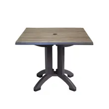 Grosfillex - Atlanta 36" Aged Oak/Charcoal Square Dining Height Table - UT375742