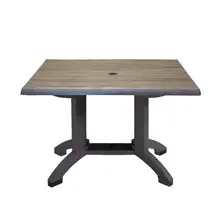 Grosfillex - Atlanta 48" x 32" Aged Oak/Charcoal Dining Height Table - UT385742