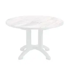 Grosfillex - Aquaba 48" White Marble/White Round Dining Height Table - US481004