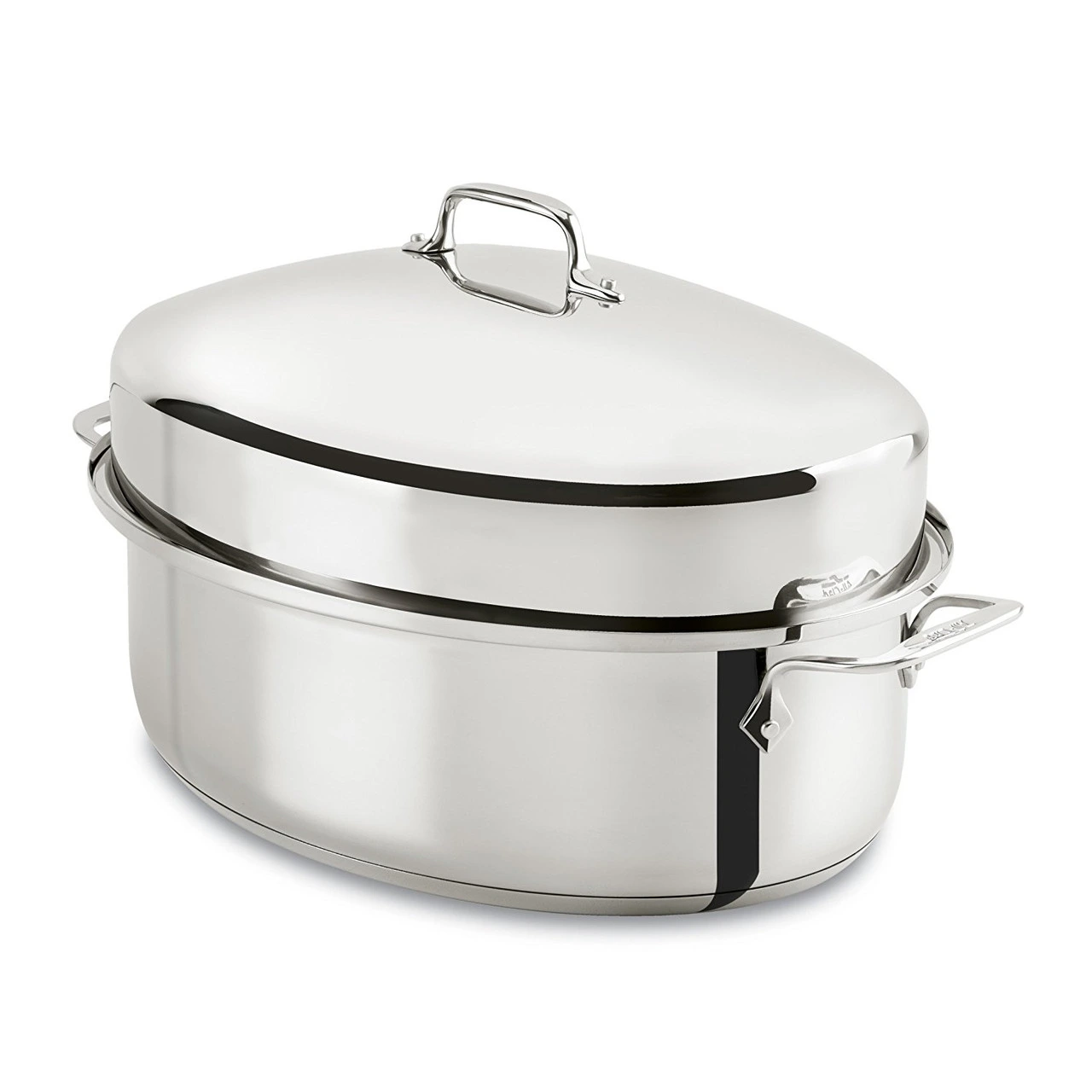 All-Clad - 10 QT Covered Stainless Steel Oval Roaster with Rack