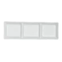 Royal Porcelain - 7.25" x 2.3" Tahara White 3 Compartment Dish (36 Per Case) - 61103ST0453