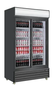 EFI Sales - 39" Black Refrigerator w/ 2 Sliding Glass Doors - C2S-39GD